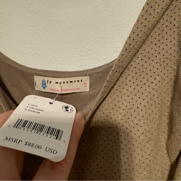 Free people movement faux suede perforated mini dress tan small - Picture 7 of 8